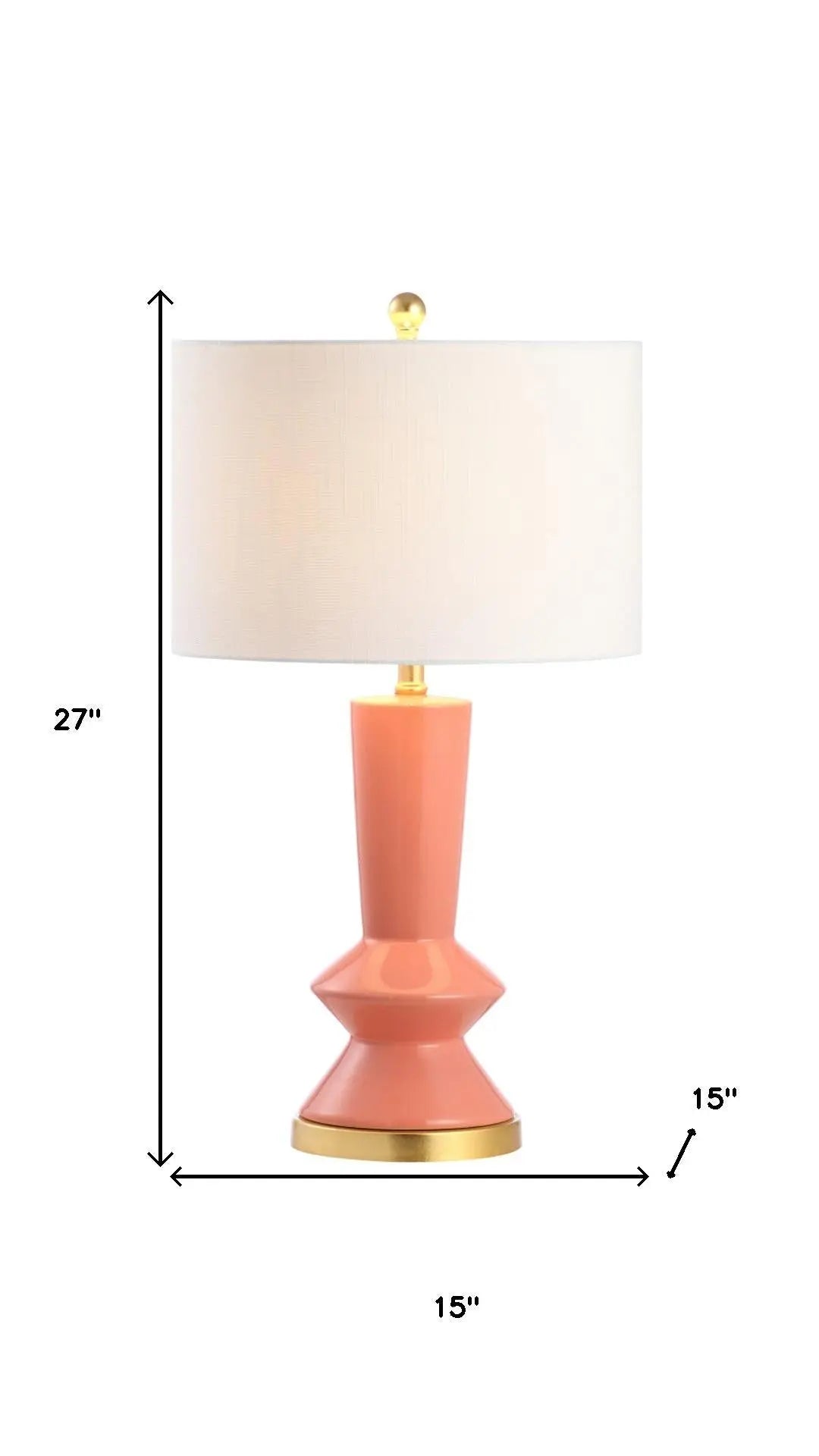 27" Gold Geometric Table Lamp LED With Drum Shade Homeroots Lighting
