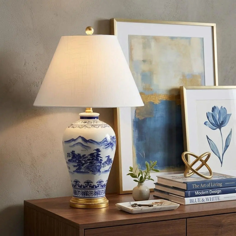 27" Gold Novelty Table Lamp LED With Empire Shade Homeroots Lighting