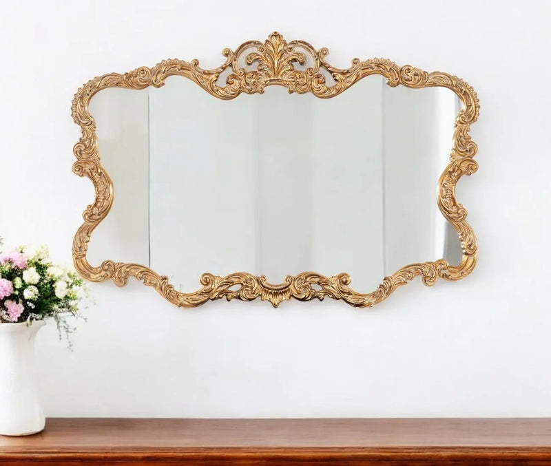 27" Gold Ornate Scroll Framed Accent Mirror Homeroots Bed & Bath