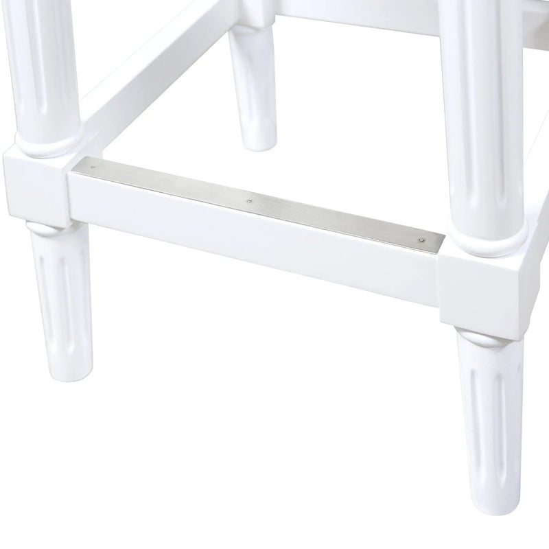 27" Gray And Antiqued White Solid Wood Backless Counter Height Bar Chair Homeroots Living Room