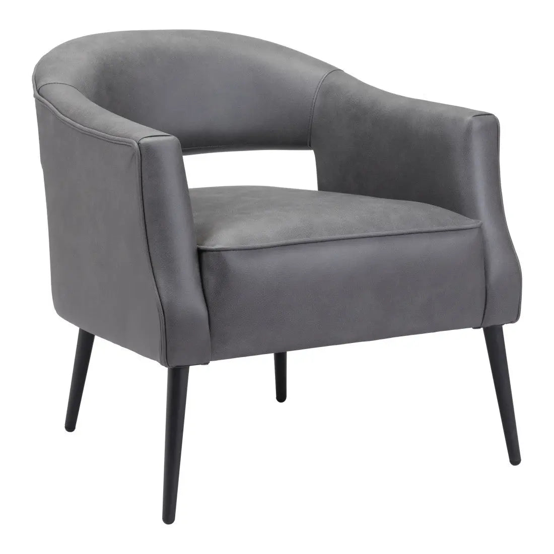 27" Gray And Gold Faux Leather And Upholstered Arm Chair Homeroots Living Room