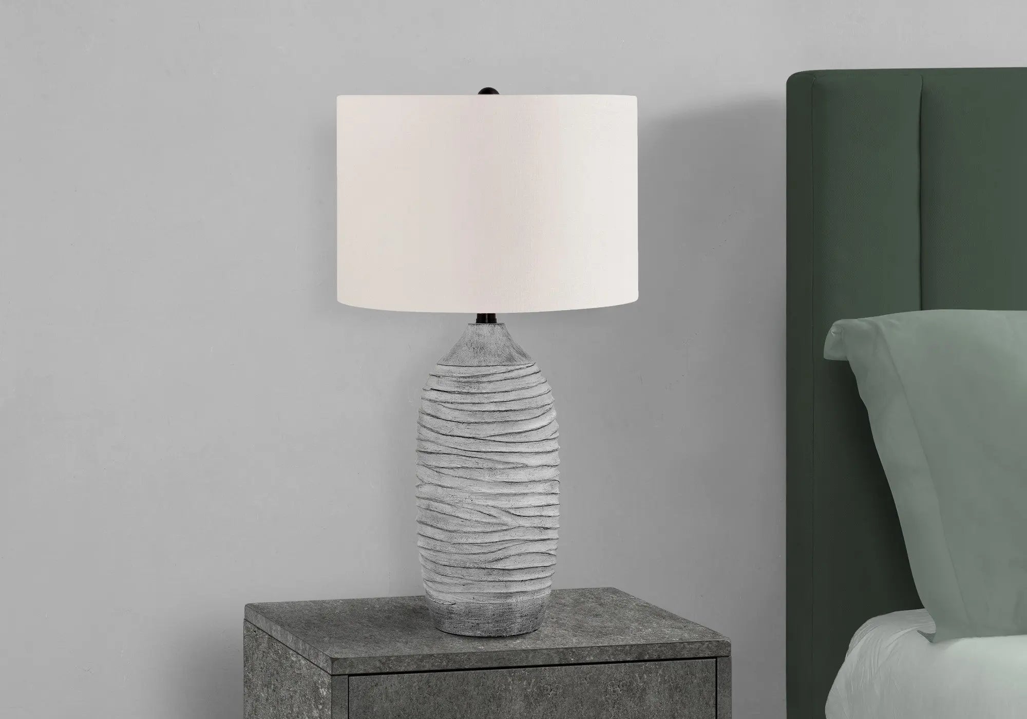 27" Gray Cylinder Table Lamp With Ivory Drum Shade Homeroots Lighting