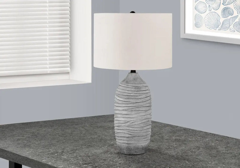 27" Gray Cylinder Table Lamp With Ivory Drum Shade Homeroots Lighting