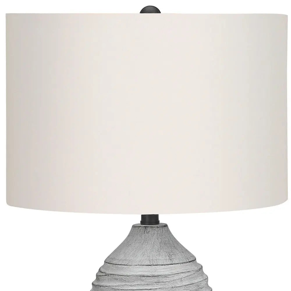 27" Gray Cylinder Table Lamp With Ivory Drum Shade Homeroots Lighting