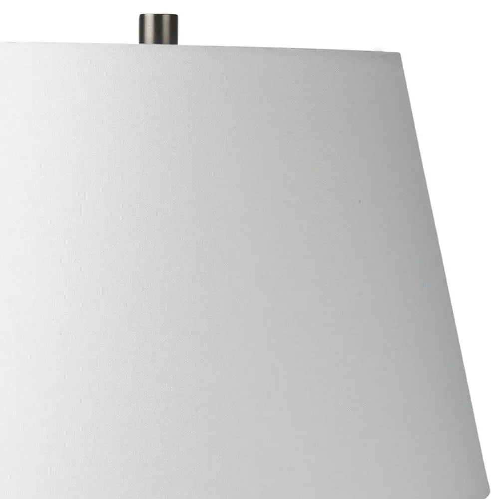 27" Gray Round Bedside Lamp With Empire Shade Homeroots Lighting