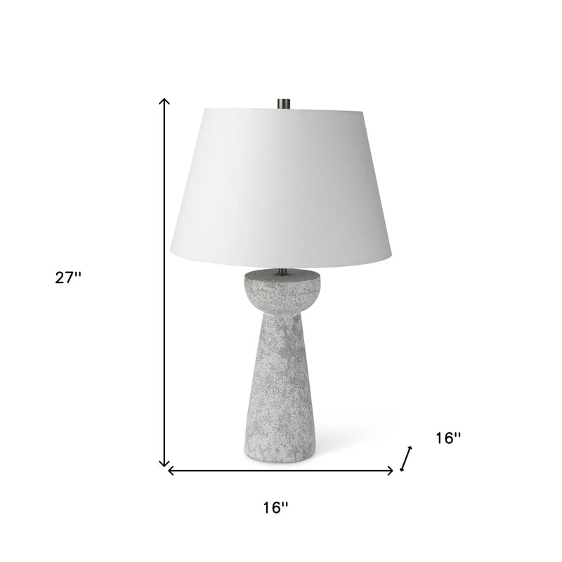 27" Gray Round Bedside Lamp With Empire Shade Homeroots Lighting