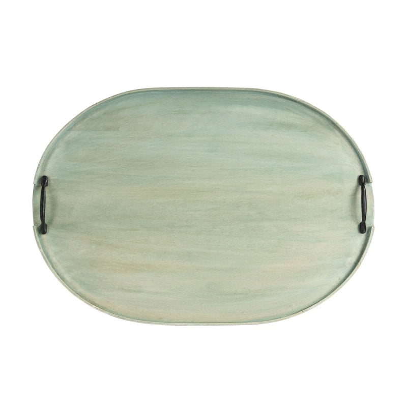 27" Green Mango Oval Serving Tray With Handles Homeroots Kitchen & Dining