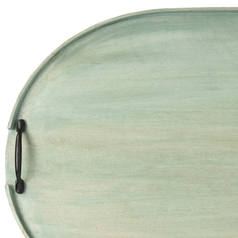 27" Green Mango Oval Serving Tray With Handles Homeroots Kitchen & Dining