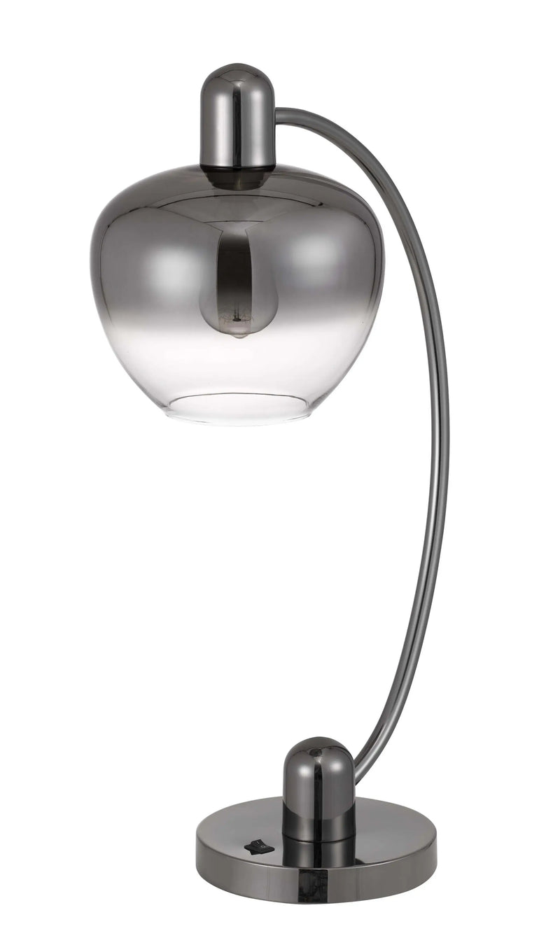 27" Gunmetal Metal Table Lamp With Silver Metallic Globe Shade Homeroots Lighting