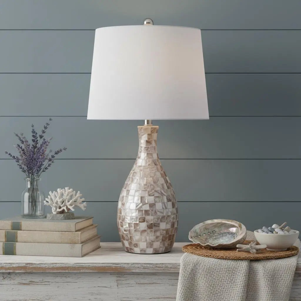 27" Ivory And Beige Novelty Table Lamp With Drum Shade Homeroots Lighting