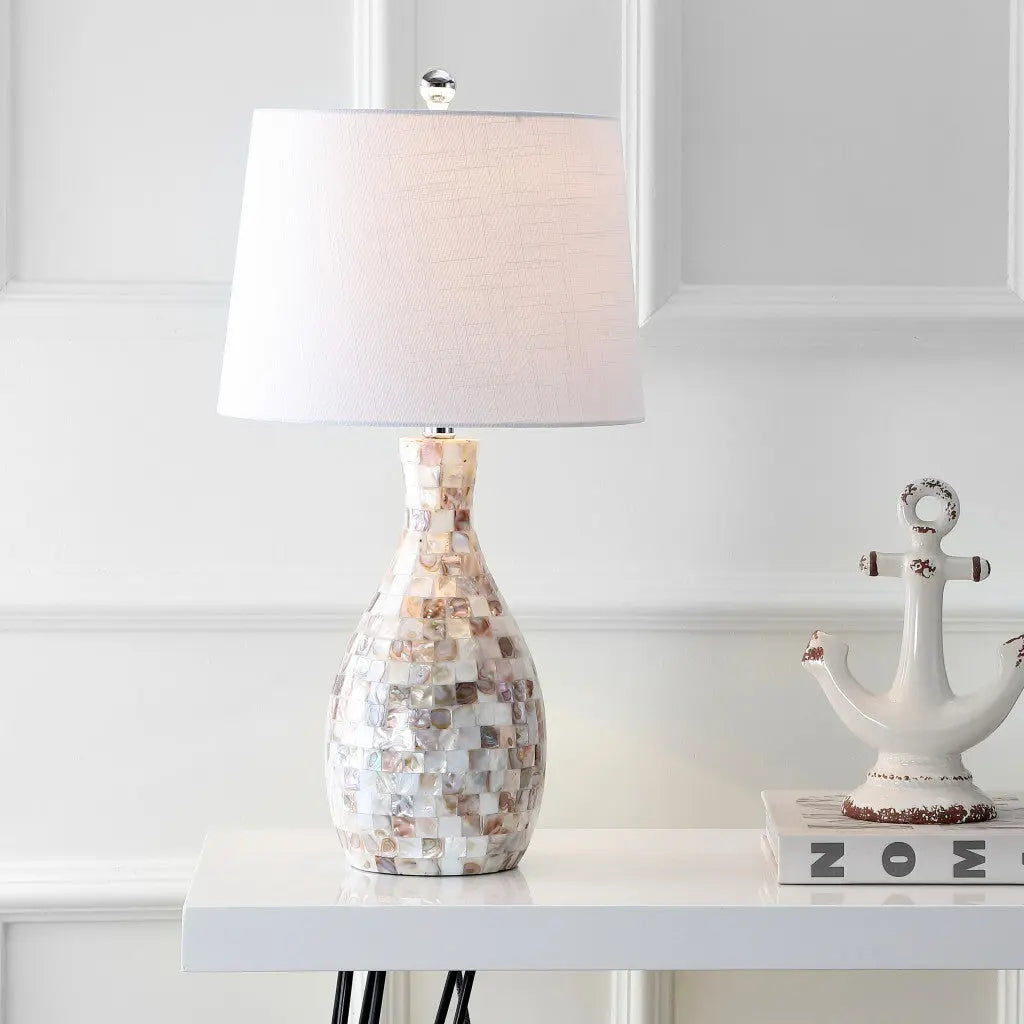 27" Ivory And Beige Novelty Table Lamp With Drum Shade Homeroots Lighting