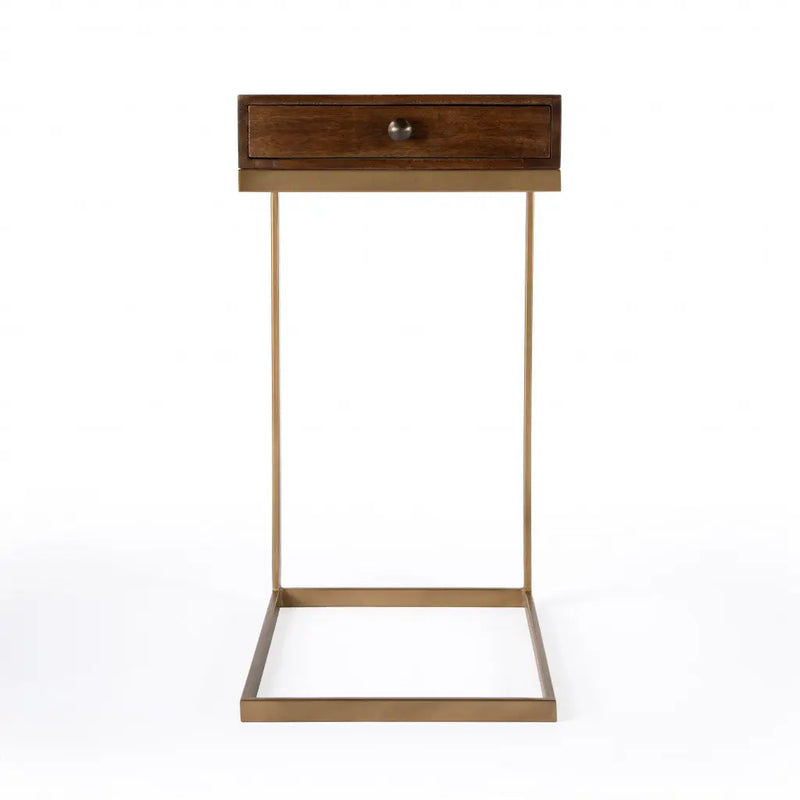 27" Natural Brown Solid And Manufactured Wood Square End Table With Drawer Homeroots Living Room