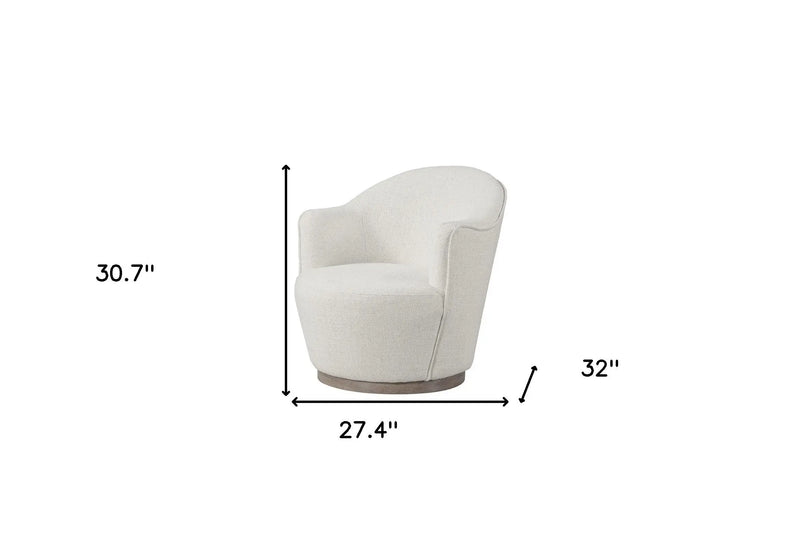 27" Off White Fabric Swivel Barrel Chair Homeroots Living Room