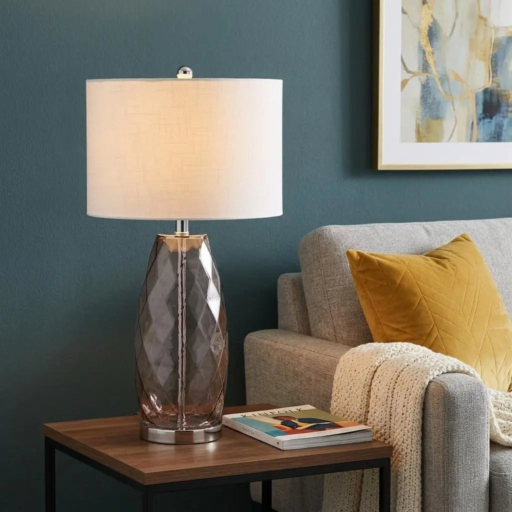 27" Silver Novelty Table Lamp With Drum Shade Homeroots Lighting