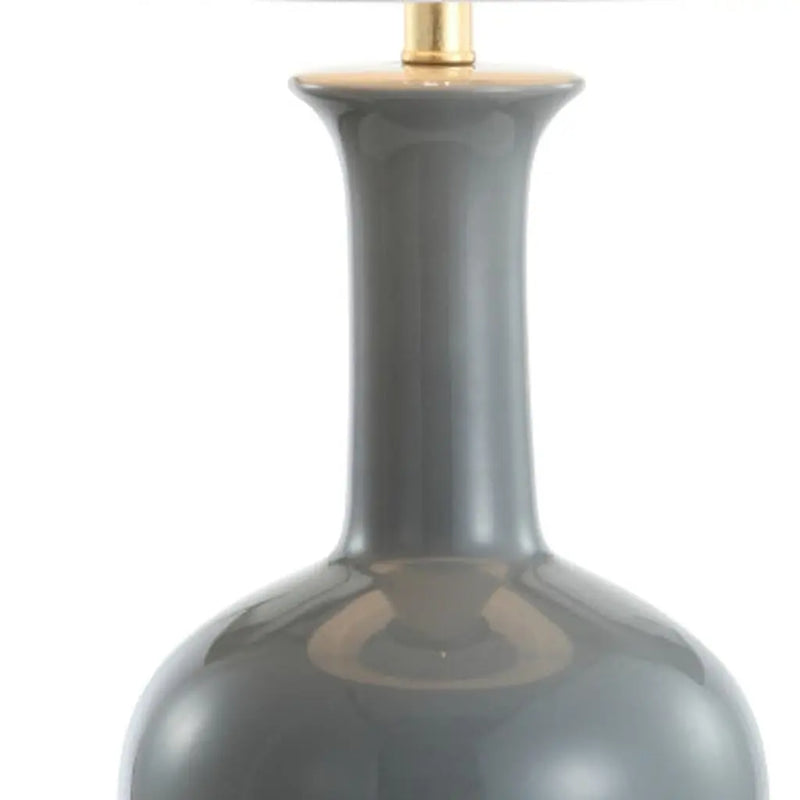 27" Steel Blue And Gold Novelty Table Lamp With Drum Shade Homeroots Lighting