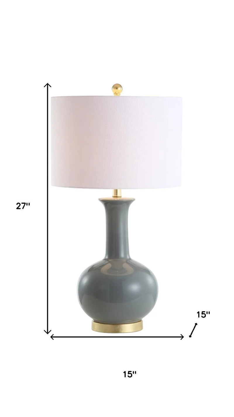 27" Steel Blue And Gold Novelty Table Lamp With Drum Shade Homeroots Lighting