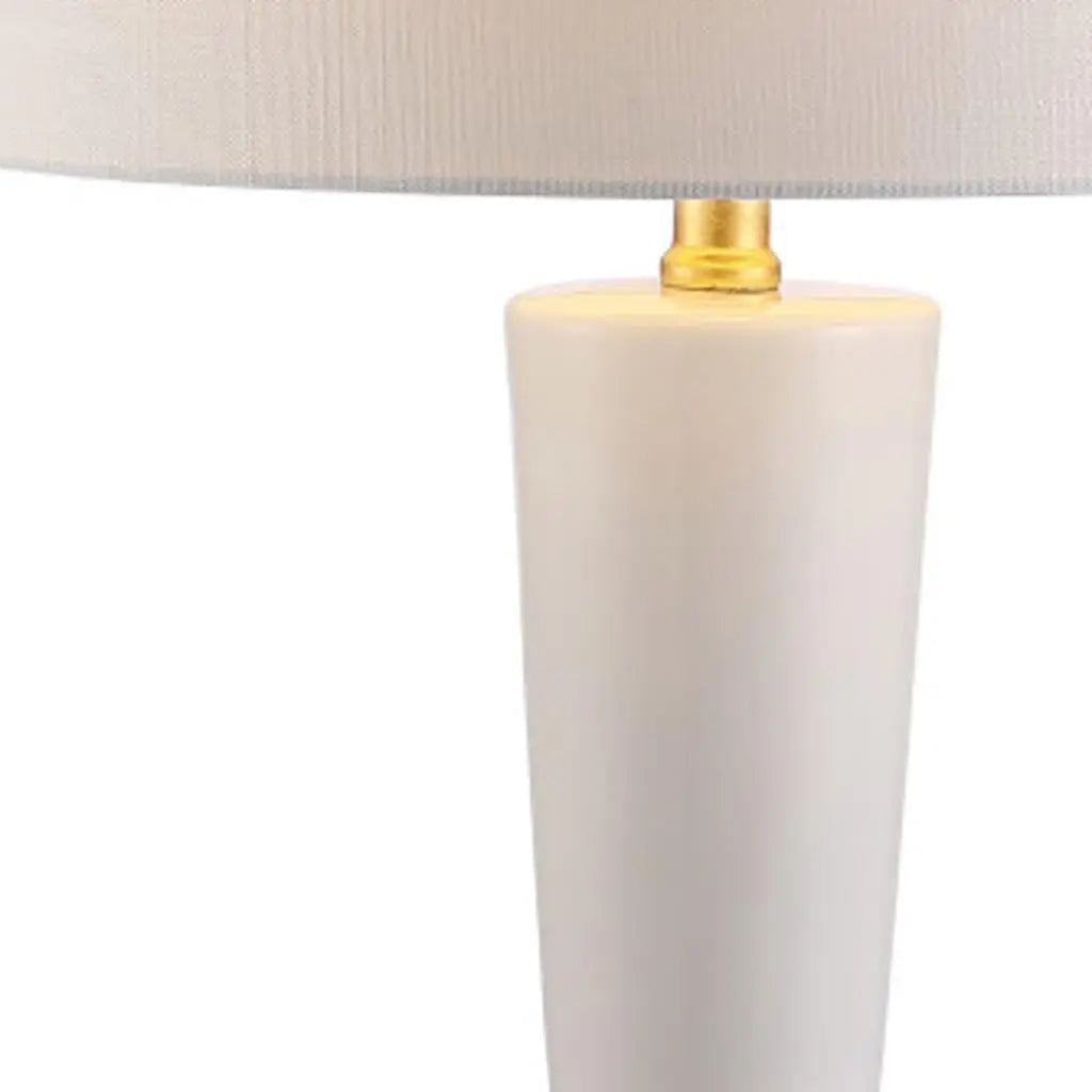 27" White And Gold Geometric Table Lamp With Drum Shade Homeroots Lighting