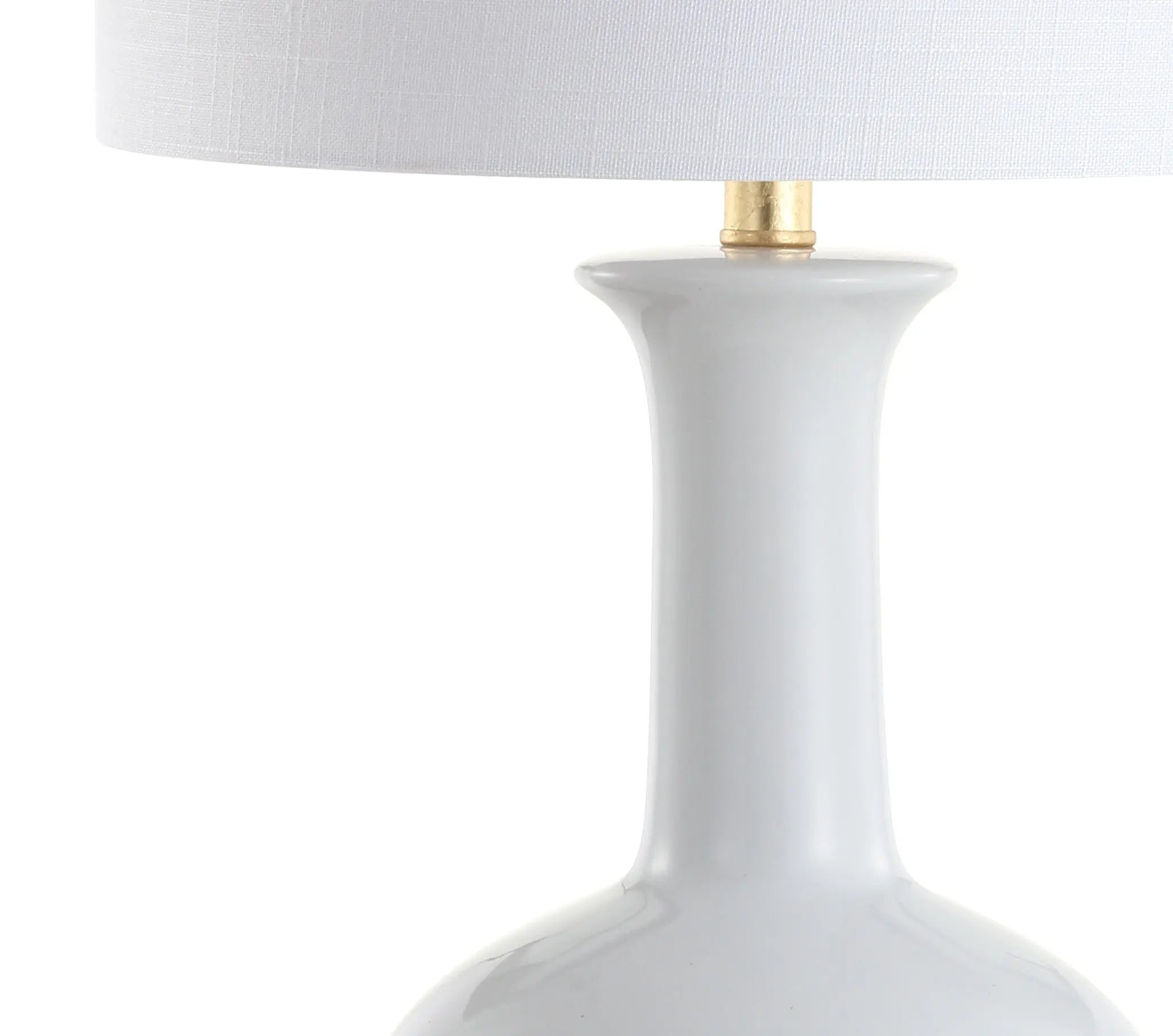 27" White And Gold Novelty Table Lamp With Drum Shade Homeroots Lighting