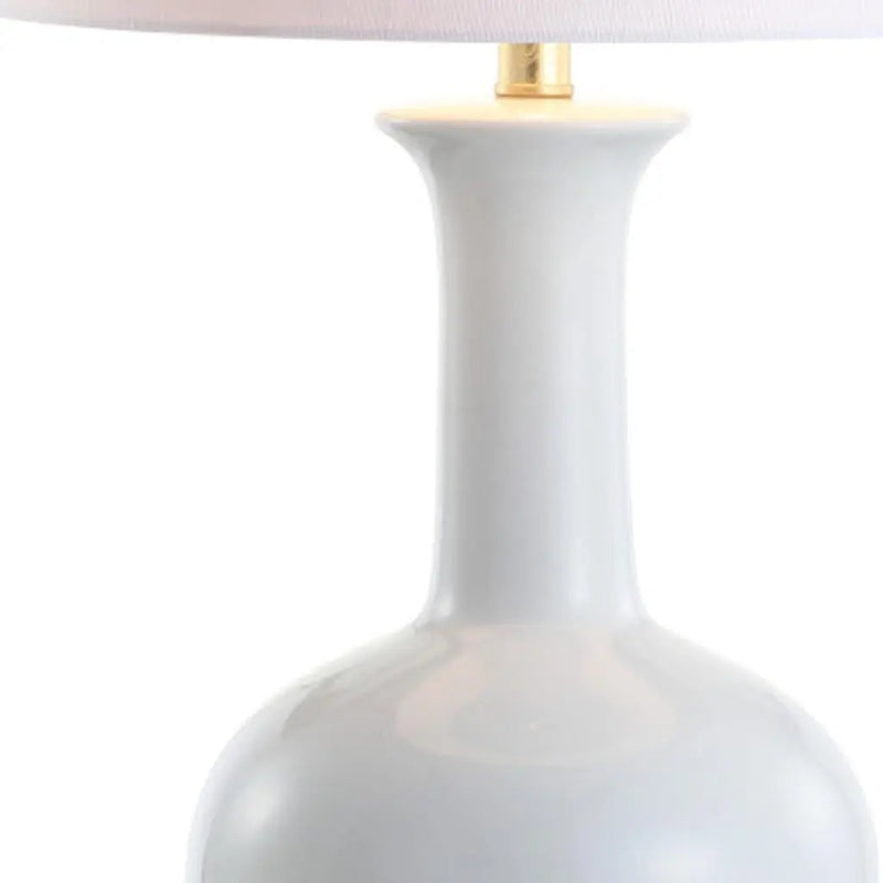 27" White And Gold Novelty Table Lamp With Drum Shade Homeroots Lighting