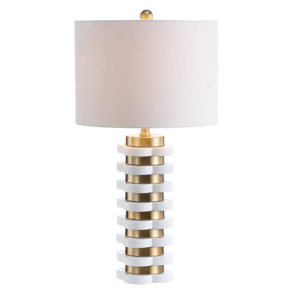 27" White Novelty Table Lamp With Drum Shade Homeroots Lighting