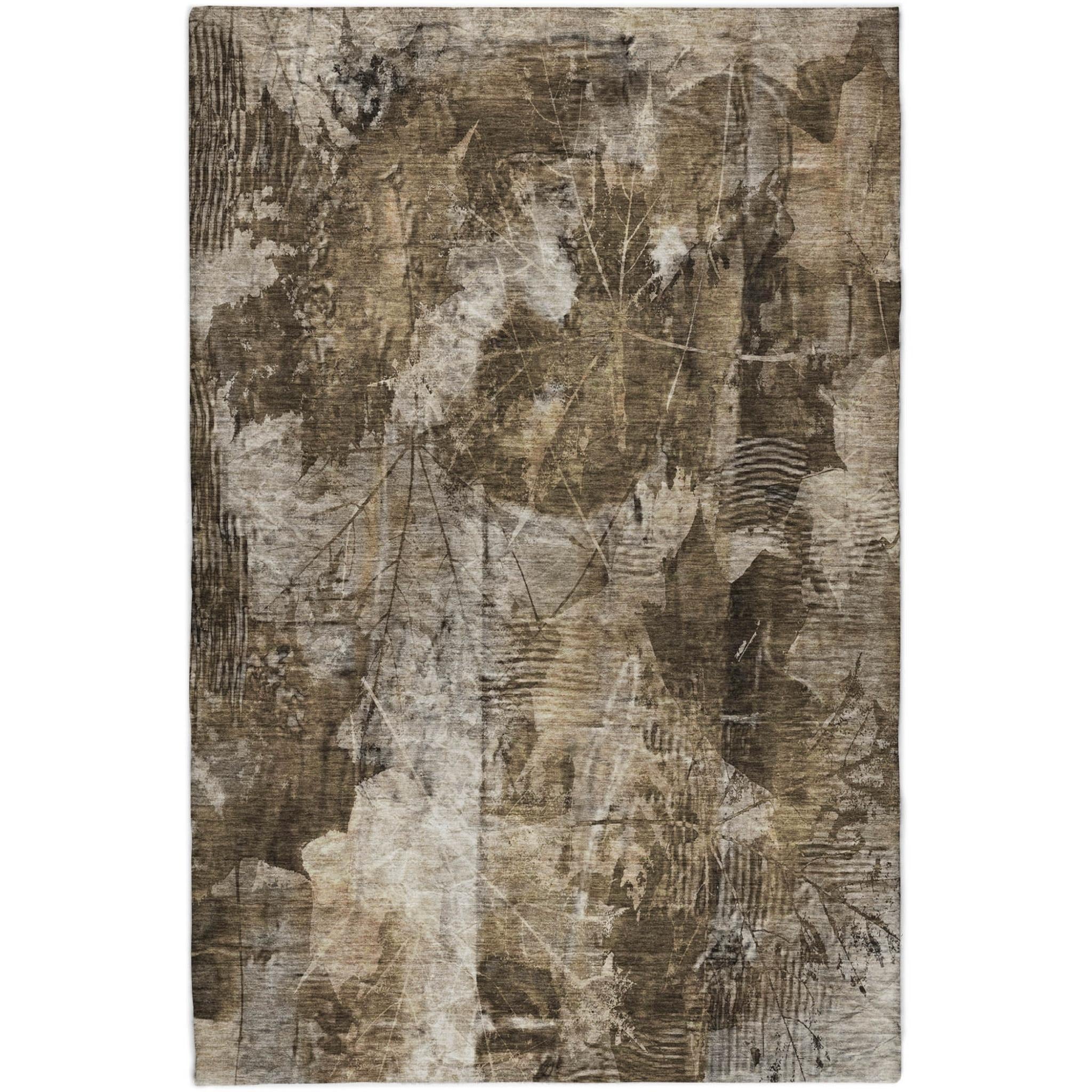 10' X 14' Taupe And Beige Floral Shag Washable Area Rug With UV Protection - Home & Garden