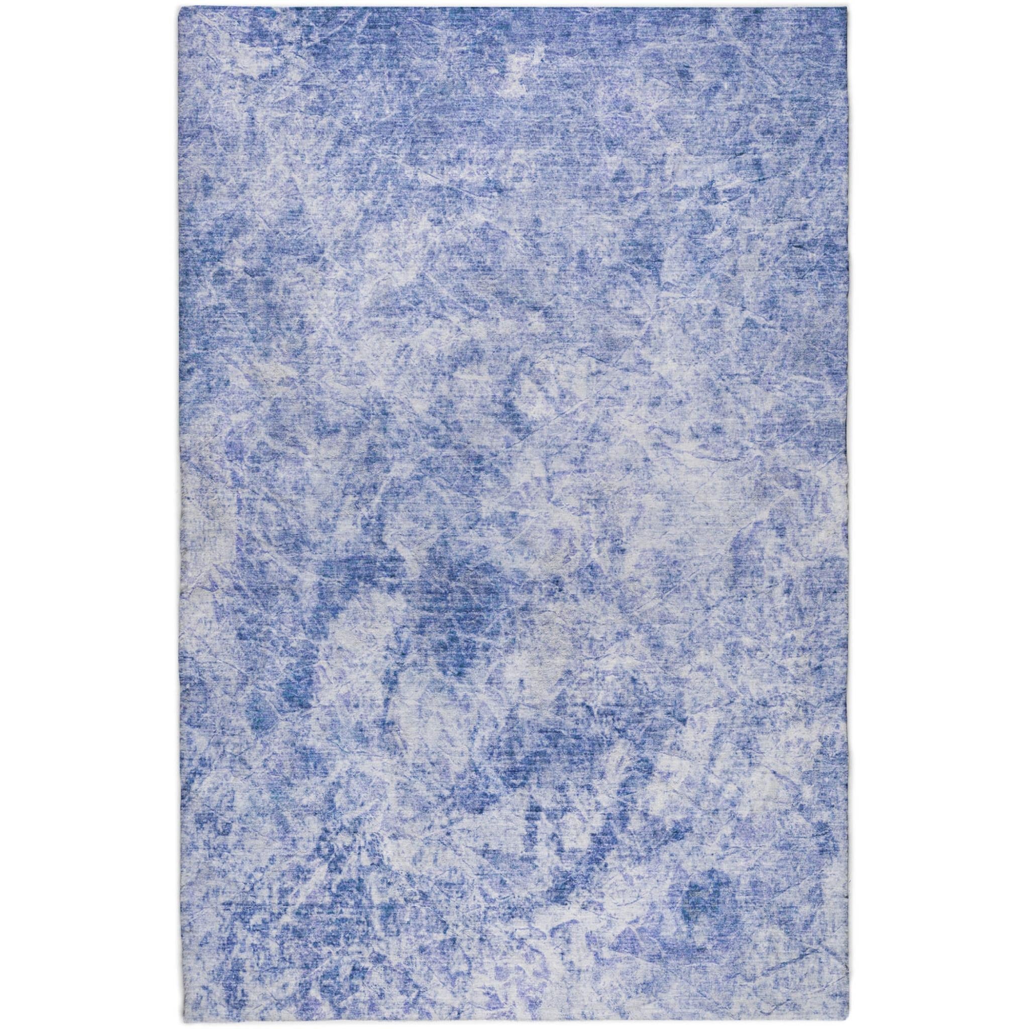 10' X 14' Blue And Ivory Abstract Shag Washable Area Rug With UV Protection - Home & Garden