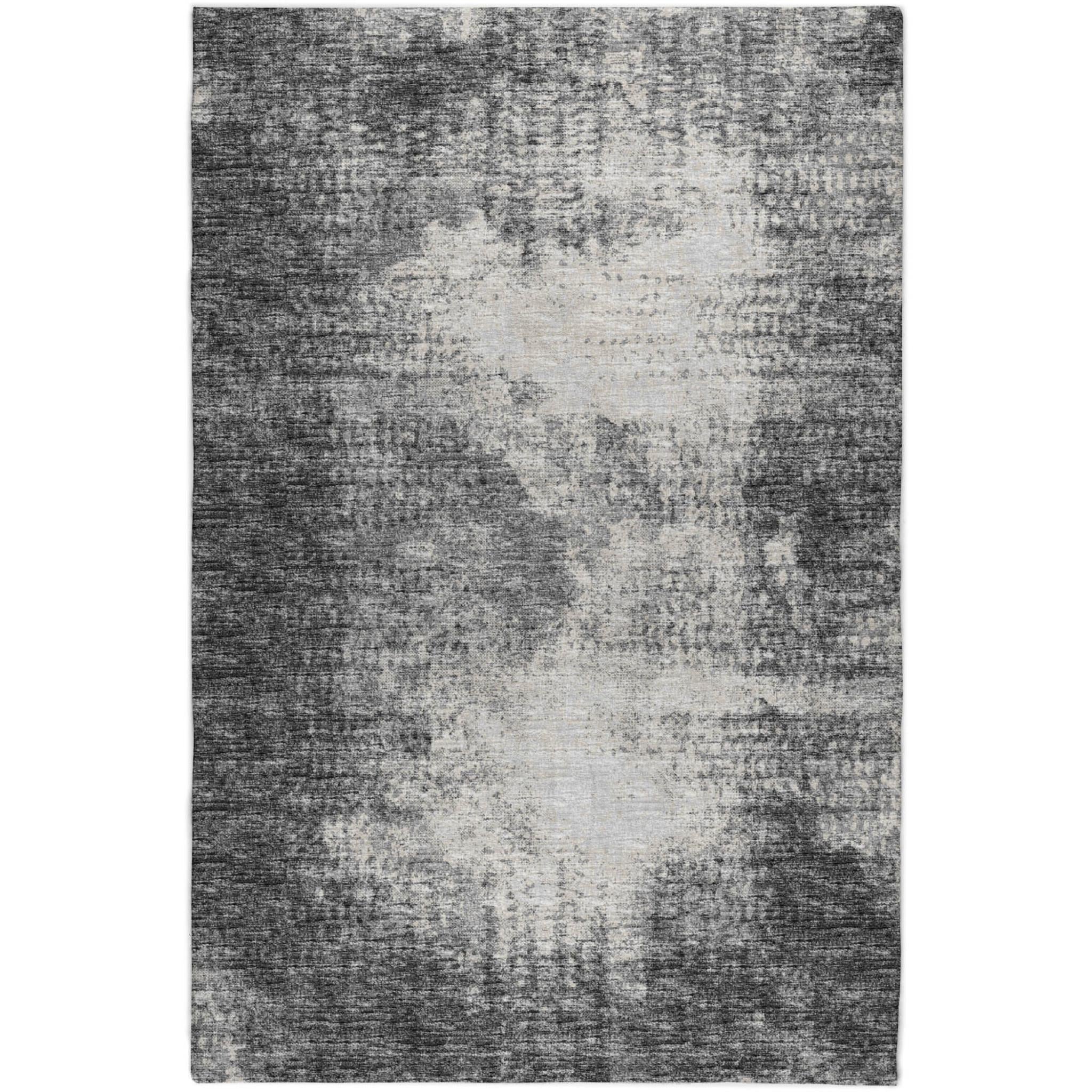 5' X 8' Black And Chocolate Abstract Shag Washable Area Rug With UV Protection - Home & Garden