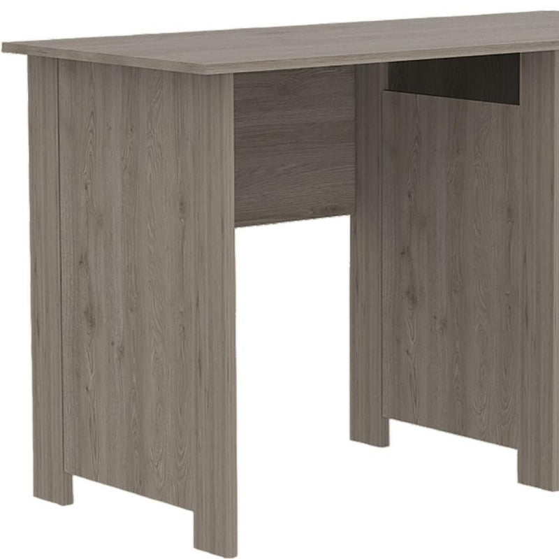 47" Light Gray and Brown Wood Computer Desk With Three Drawers