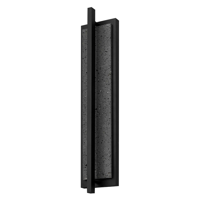 Black LED outdoor rectangular light with speckled glass diffuser and dark metal frame