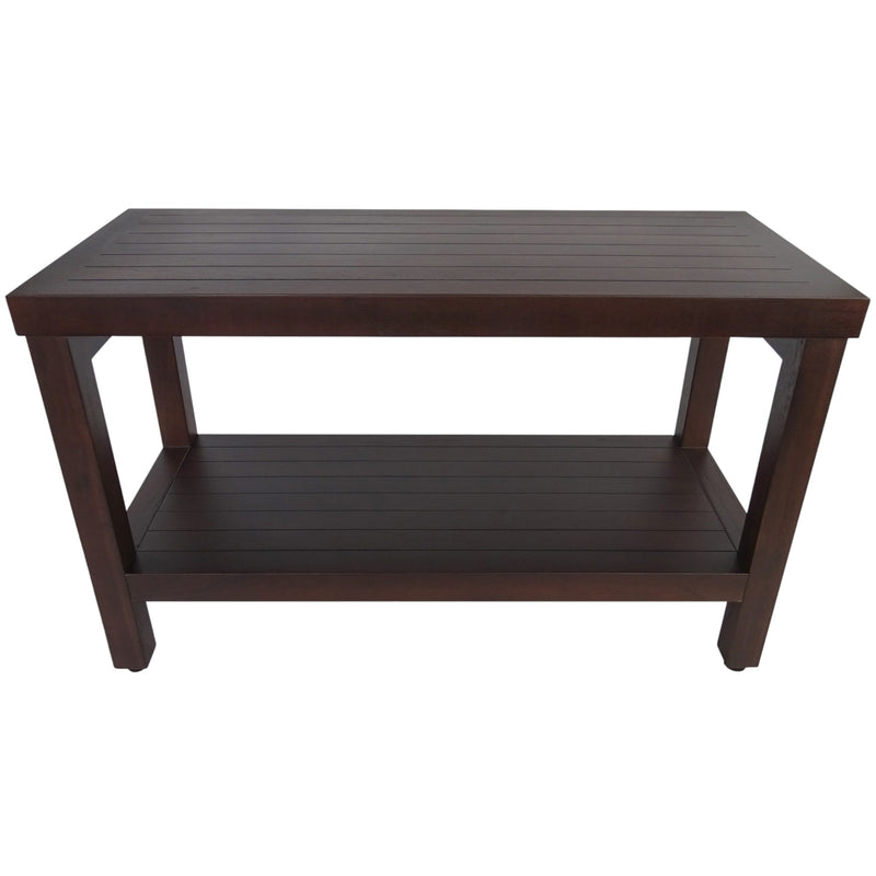 Rectangular Teak Shower Stool Or Bench With Shelf In Brown Finish - Bed & Bath