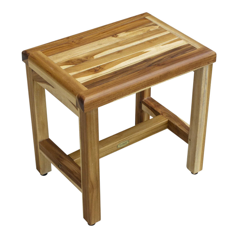 Compact Rectangular Teak Shower Or Outdoor Bench In Natural Finish - Bed & Bath