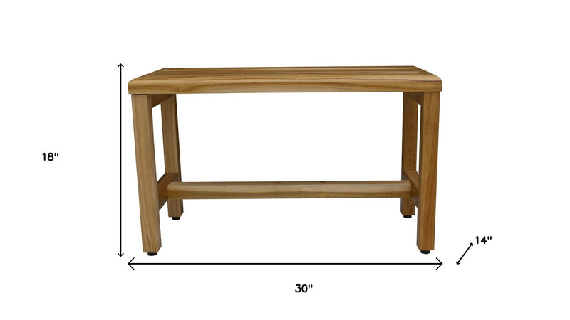 Compact Rectangular Teak Shower Outdoor Bench In Natural Finish - Bed & Bath
