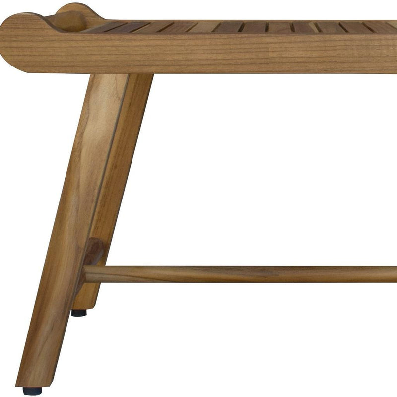 Rectangular Teak Shower Bench With Handles In Natural Finish - Bed & Bath