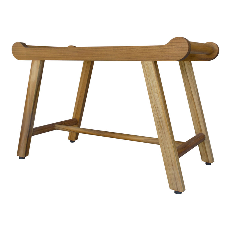 Rectangular Teak Shower Bench With Handles In Natural Finish - Bed & Bath