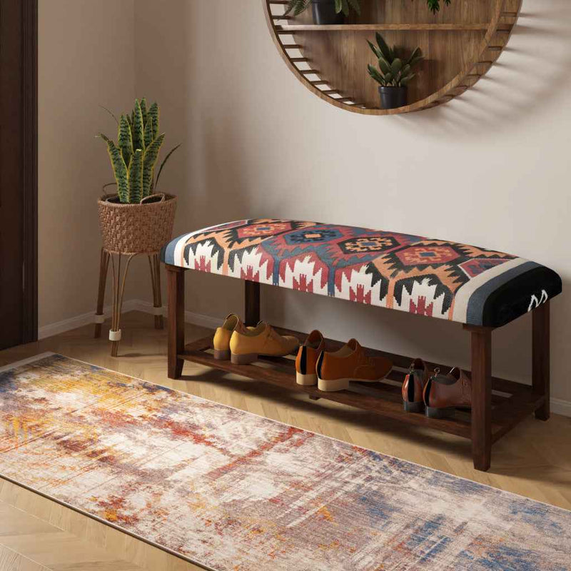 Brown Fabric and Solid Manufactured Wood Free Form Solid Furniture Set