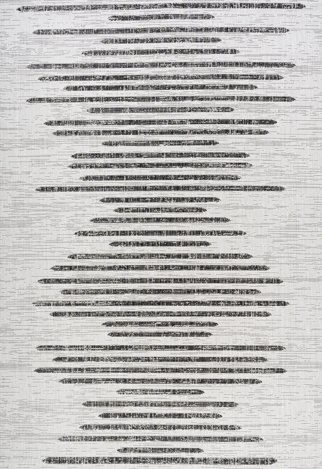 Ivory area rug with black horizontal stripe pattern