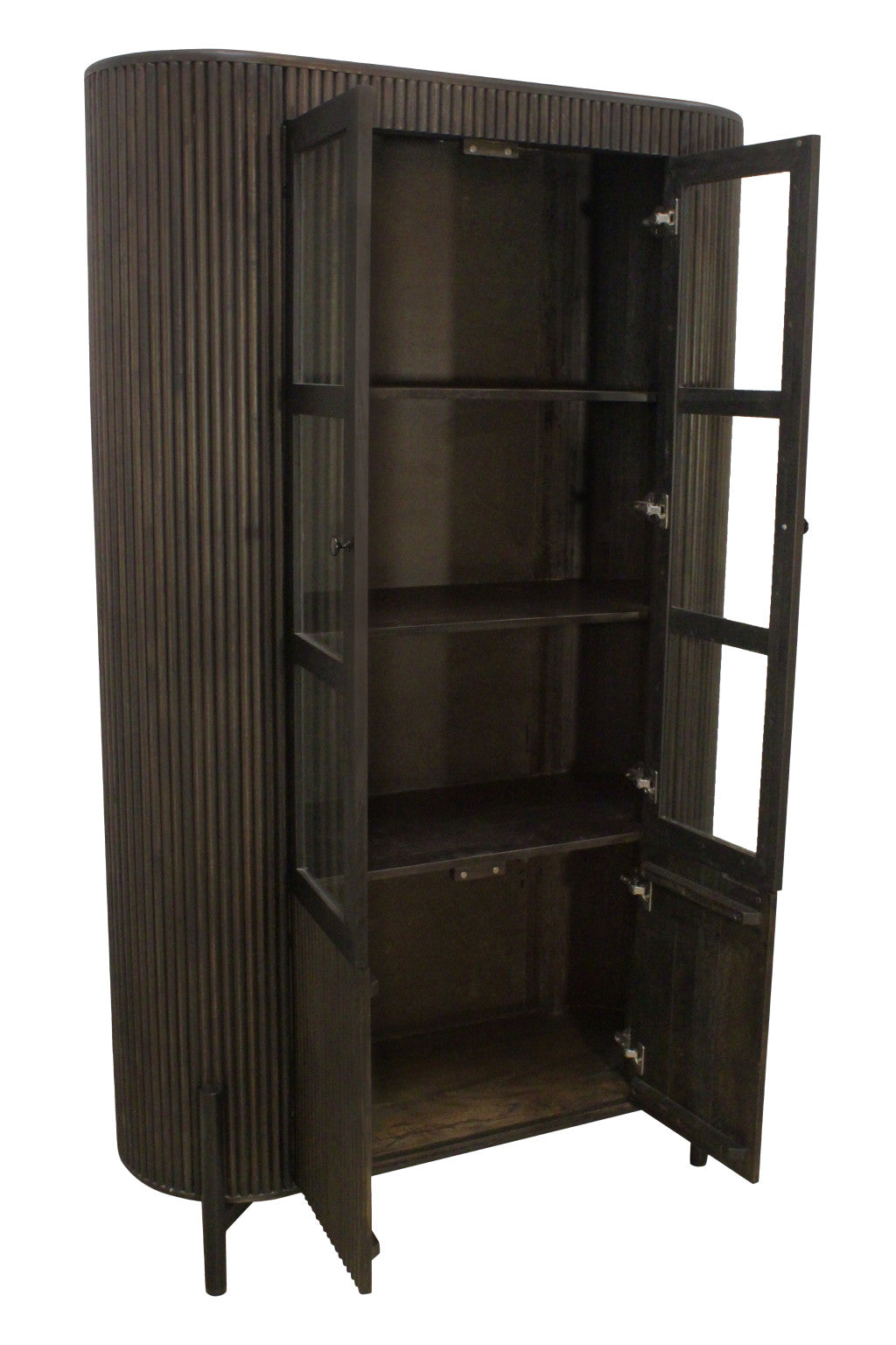 48" Espresso and Black Solid Wood and Iron Accent Cabinet With Four Doors - Kitchen & Dining