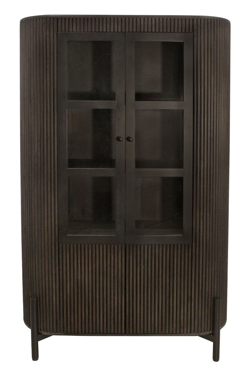 48" Espresso and Black Solid Wood and Iron Accent Cabinet With Four Doors - Kitchen & Dining