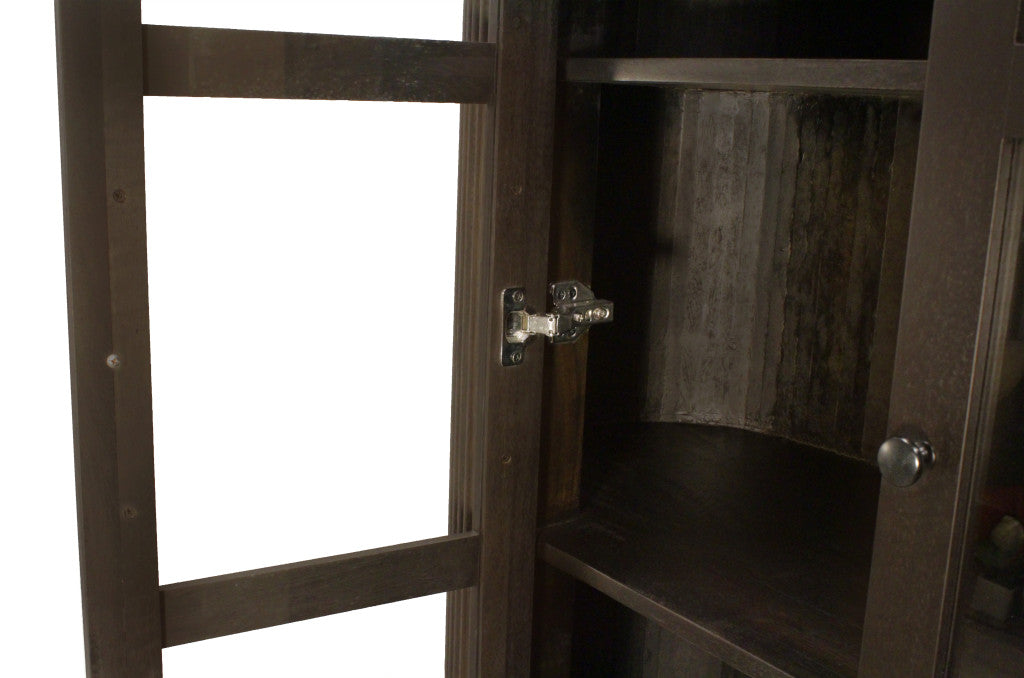 48" Espresso and Black Solid Wood and Iron Accent Cabinet With Four Doors - Kitchen & Dining