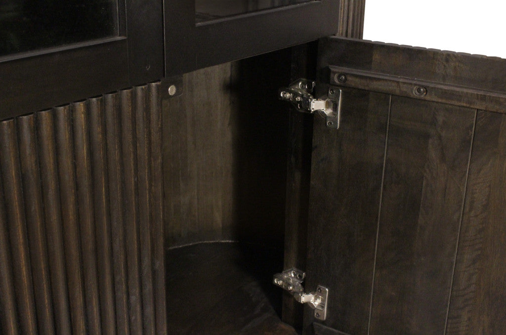 48" Espresso and Black Solid Wood and Iron Accent Cabinet With Four Doors - Kitchen & Dining