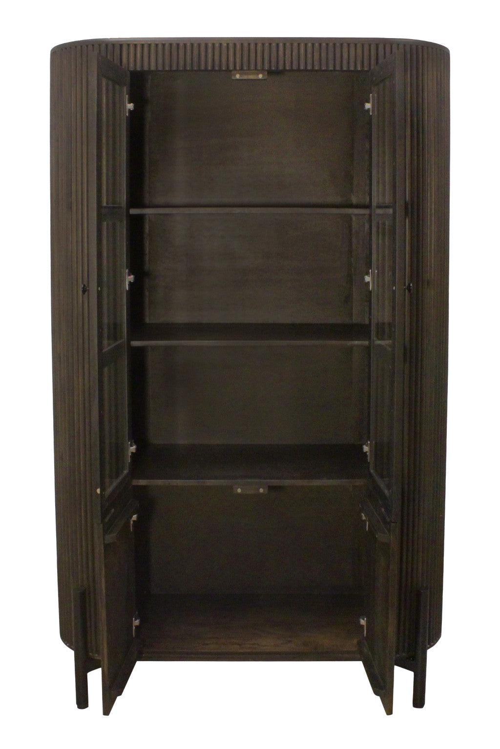48" Espresso and Black Solid Wood and Iron Accent Cabinet With Four Doors - Kitchen & Dining