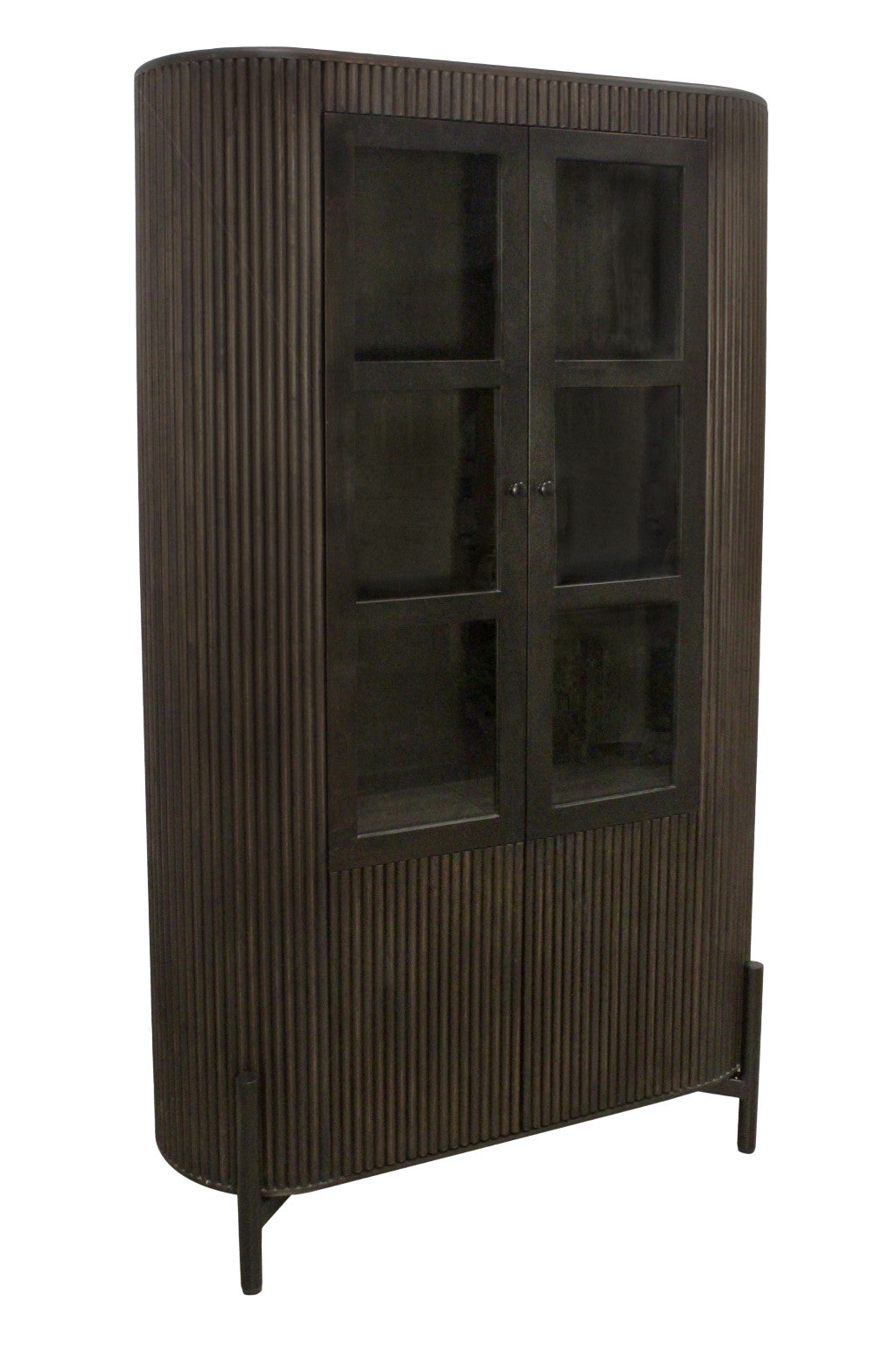 48" Espresso and Black Solid Wood and Iron Accent Cabinet With Four Doors - Kitchen & Dining