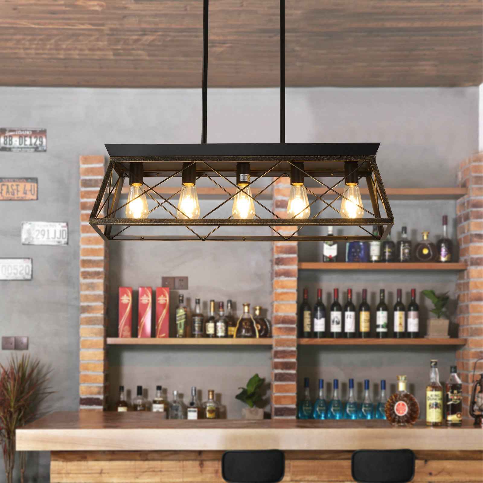 Gold and Black Chandelier Metal Ceiling Light