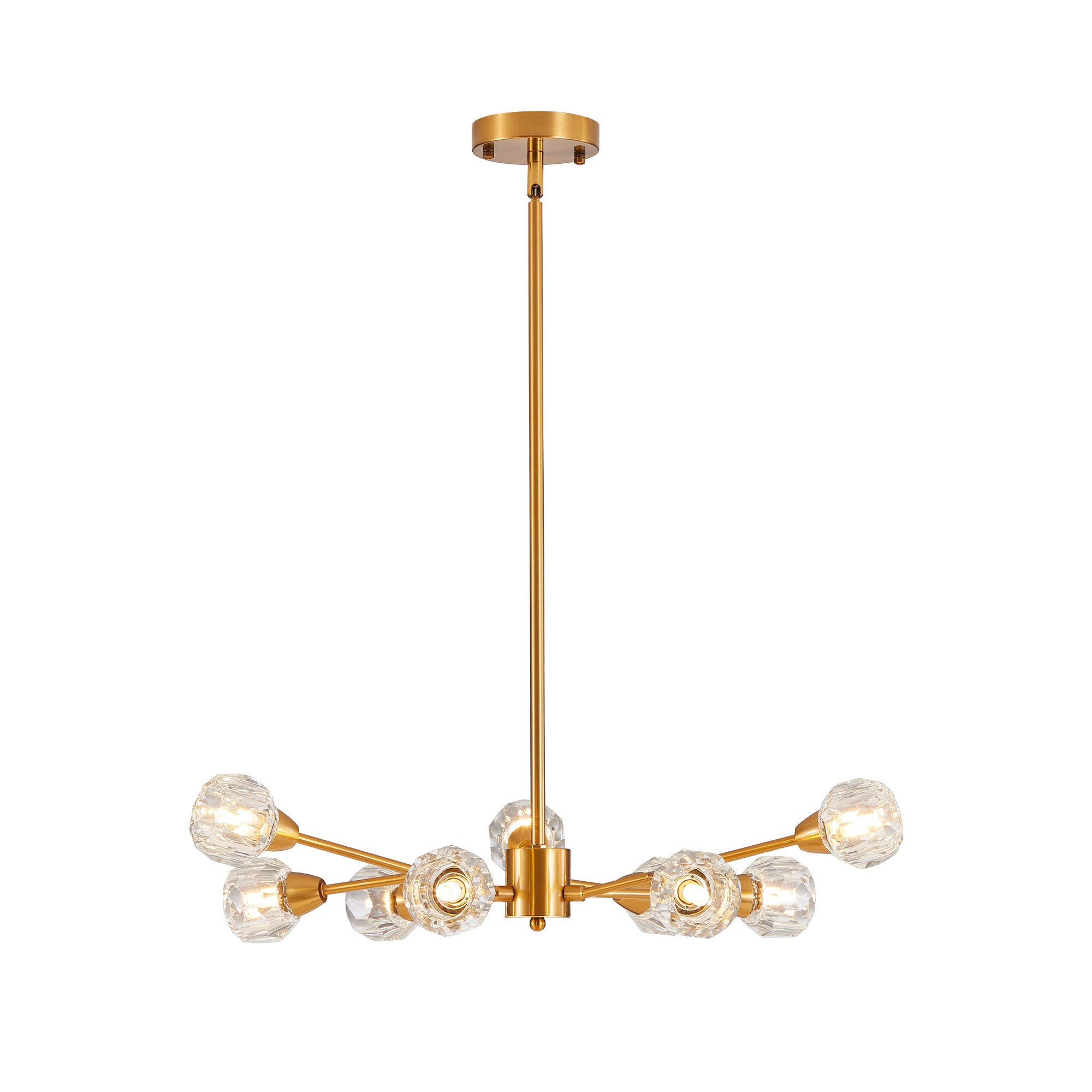 Gold Nine Light Metal Chandelier