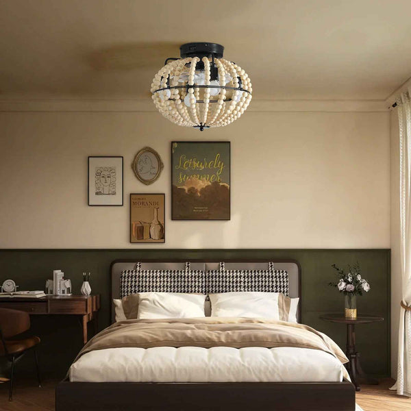 White Four Light Metal Smart Enabled Semi-Flush Chandelier With White Shades