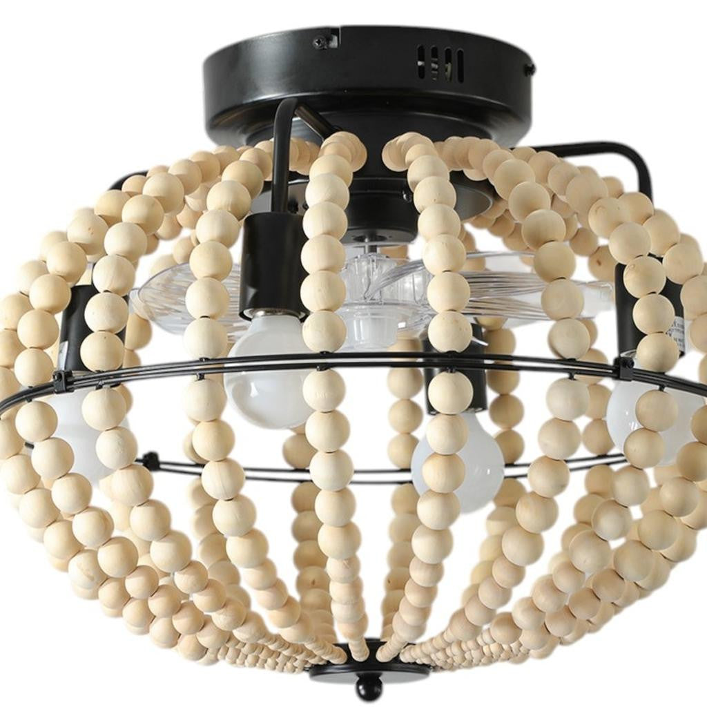 White Four Light Metal Smart Enabled Semi-Flush Chandelier With White Shades