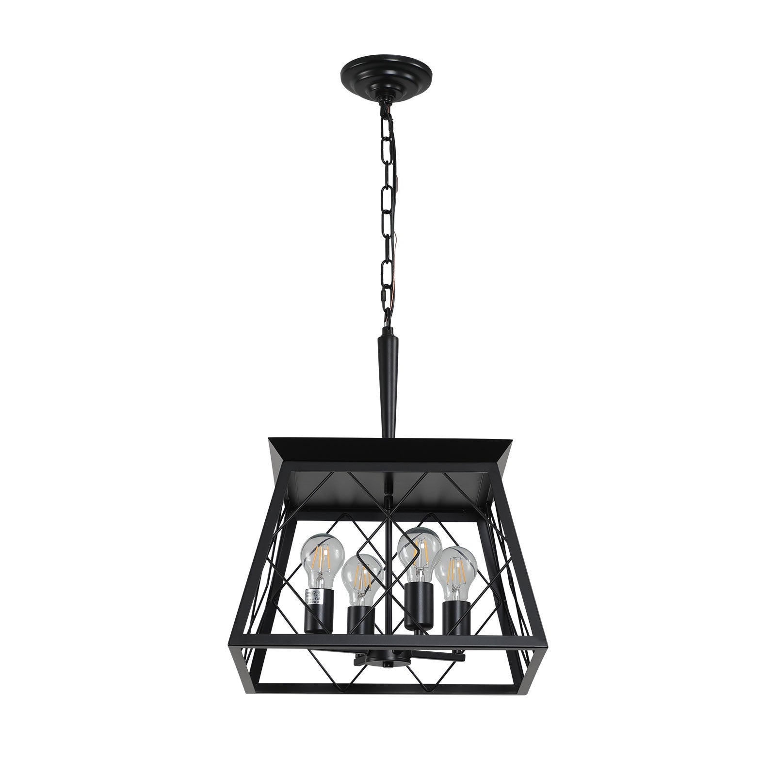 Black Four Light Metal Chandelier With Black Shades