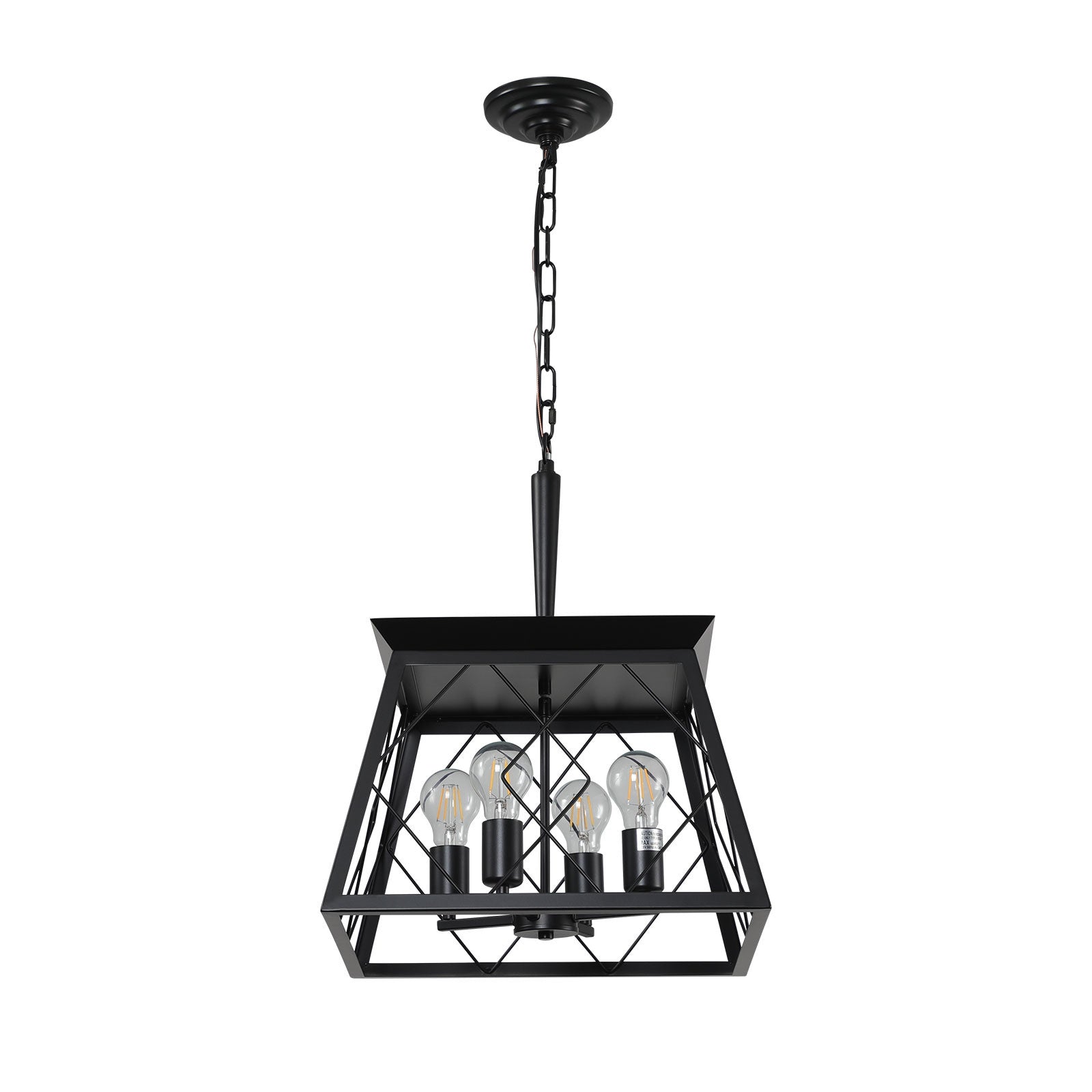 Black Four Light Metal Chandelier With Black Shades