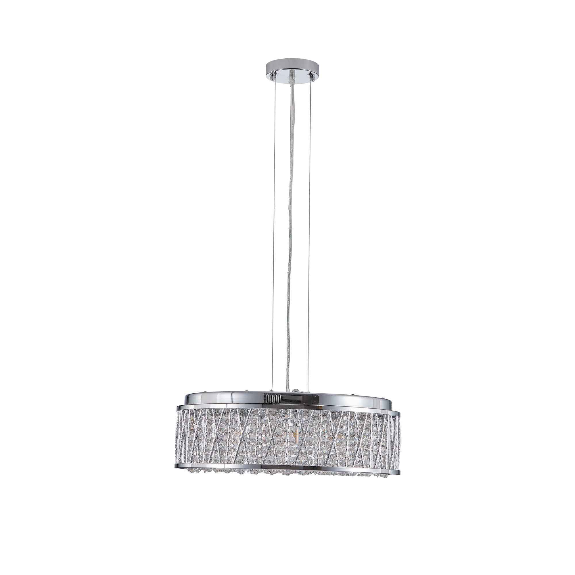 Silver Seven Light Metal Chandelier With Silver Shades