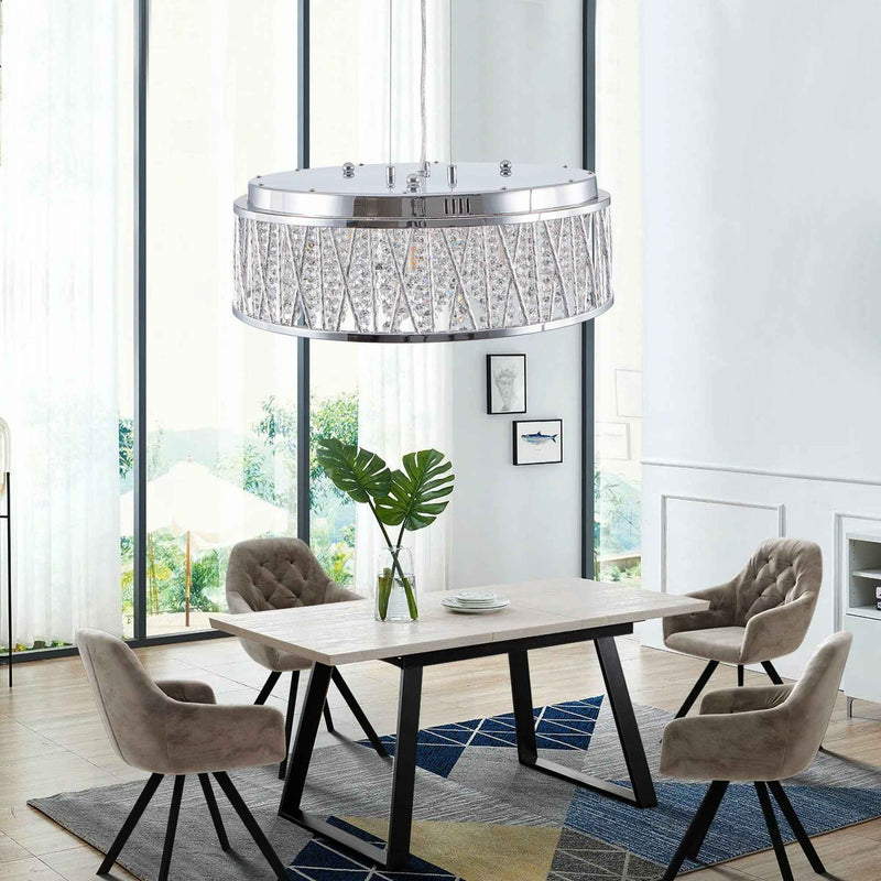 Silver Seven Light Metal Chandelier With Silver Shades